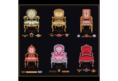  3068.05 Six Chairs Black Aida. Набор для вышивки крестом Thea Gouverneur