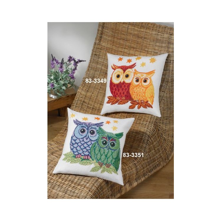 83-3351 Совы голубая и зеленая. Набор для вышивания крестом PERMIN - 1 83-3351 Совы голубая и зеленая. Набор для вышивания крестом PERMIN - 1