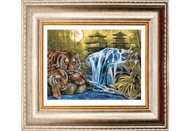  ПВ-255/1 Тигры у водопада . Схема для вышивки бисером
