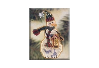 вишивка гладдю MHSC25 Сніговик зі шпаківнею. Набір для вишивки в змішаній техниці Mill Hill