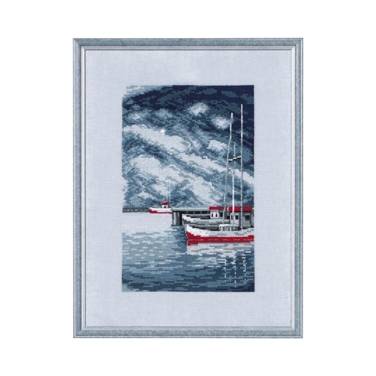 12-0165 Причал та човни (Pier &amp; boats. Набір для вишивання хрестом PERMIN - 1