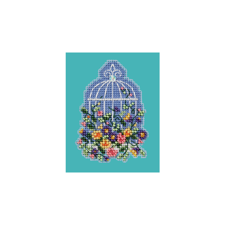 MH182416 Цветочная птица клетка. Набор для вышивки в смешанной технике Mill Hill - 1 MH182416 Цветочная птица клетка. Набор для вышивки в смешанной технике Mill Hill - 1