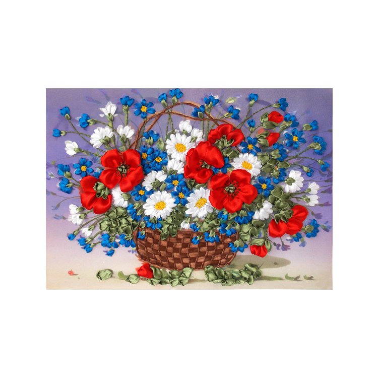 НЛ-3035 Кошик з незабудками. Набір для вишивки стрічками Марічка - 1