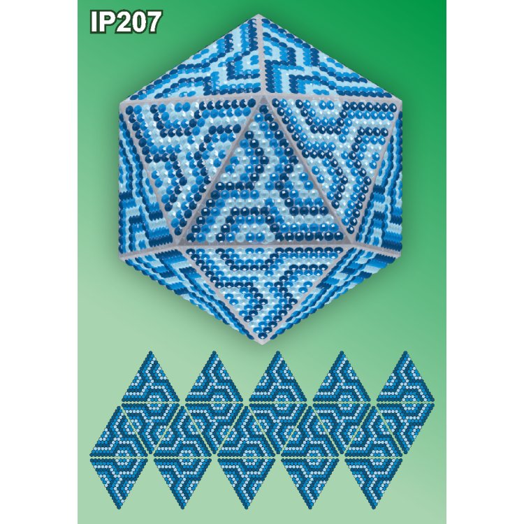 IP207 Новогодний шар Мозаика Синий. Набор алмазной вышивки ТМ Вдохновение - 1