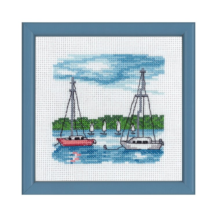 13-8119 Белые лодки (White boat. Набор для вышивания крестом PERMIN - 1 13-8119 Белые лодки (White boat. Набор для вышивания крестом PERMIN - 1