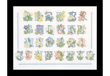  2089 Floral Alphabet Linen. Набор для вышивки крестом Thea Gouverneur