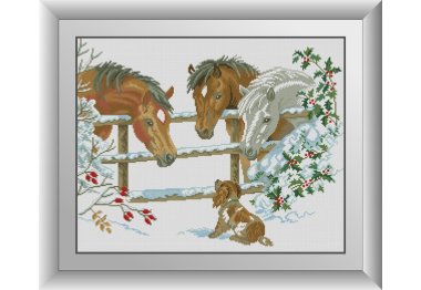  30901 Лошади со щенком. Набор для рисования камнями