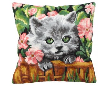 5163 Cute Kitten in Flowers. Набір для вишивки хрестиком Collection D'Art - 1