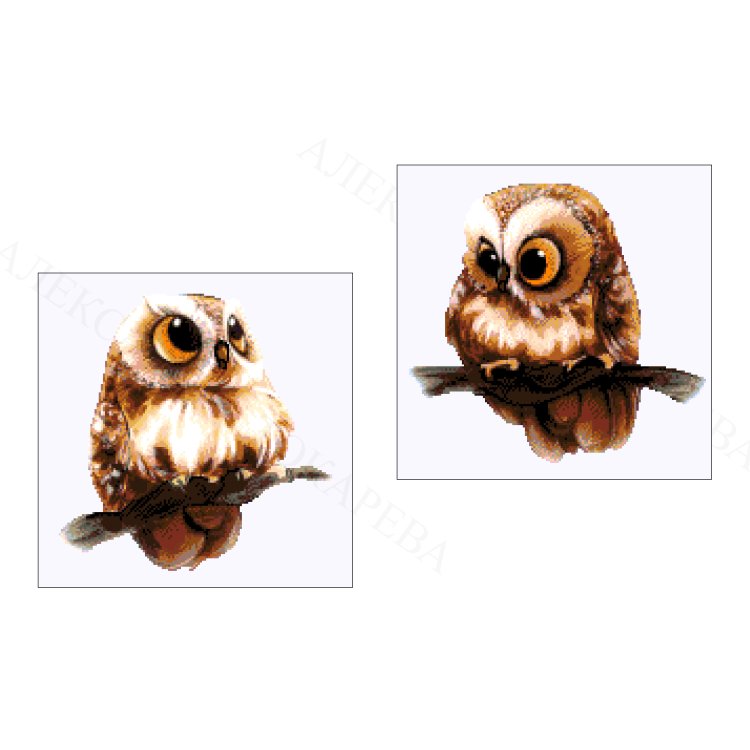 31-1250-НСД Совята (диптих). Набор для вышивки бисером ТМ Токарева А. - 1