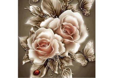 алмазная вышивка dm-185 Карамельные розы. Набор для изготовления картины стразами