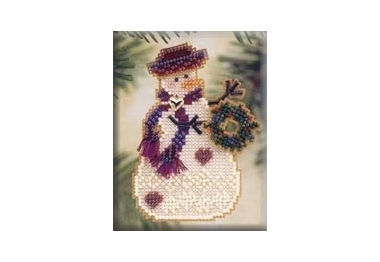 вышивка гладью MHSC26 Снеговик с венком. Набор для вышивки в смешанной технике Mill Hill