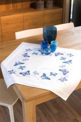 PN-0145088 Голубые бабочки. Набор для вышивки скатерти крестом Vervaco - 1