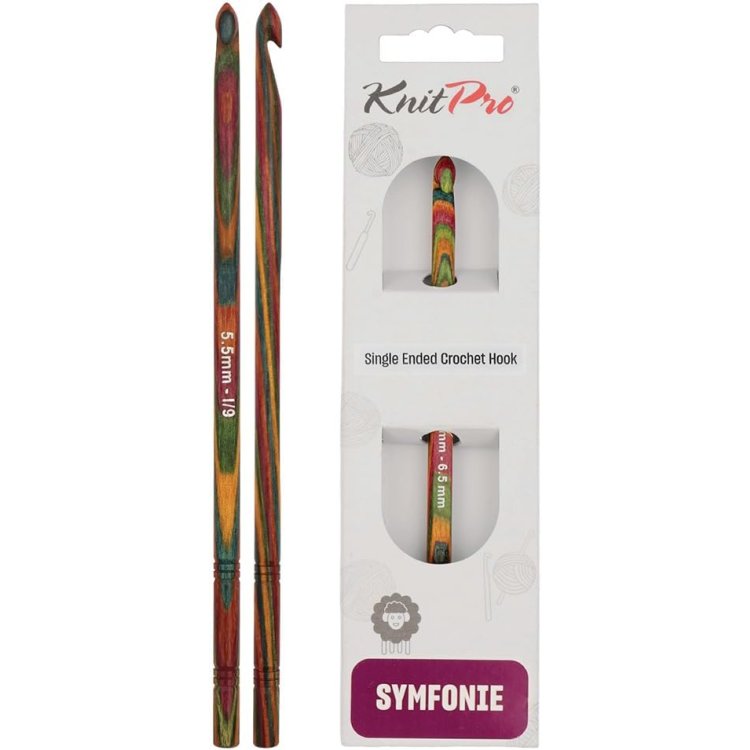 20708 Крючок вязальный односторонний Symfonie Wood KnitPro, 15 см, 5.50 мм - 1 20708 Крючок вязальный односторонний Symfonie Wood KnitPro, 15 см, 5.50 мм - 1