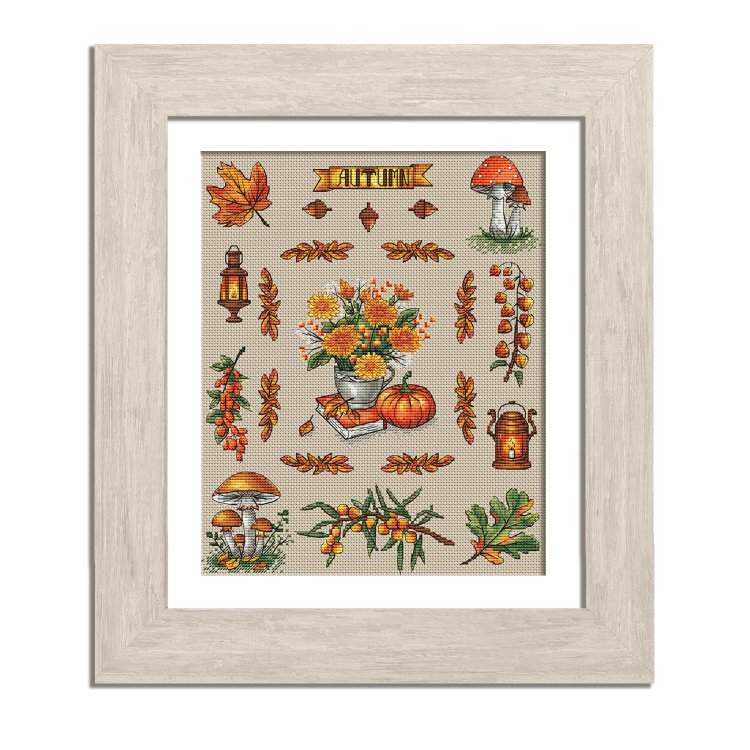 N108 Семплер. Осінь. Набір для вишивки хрестом Кольорова - 1