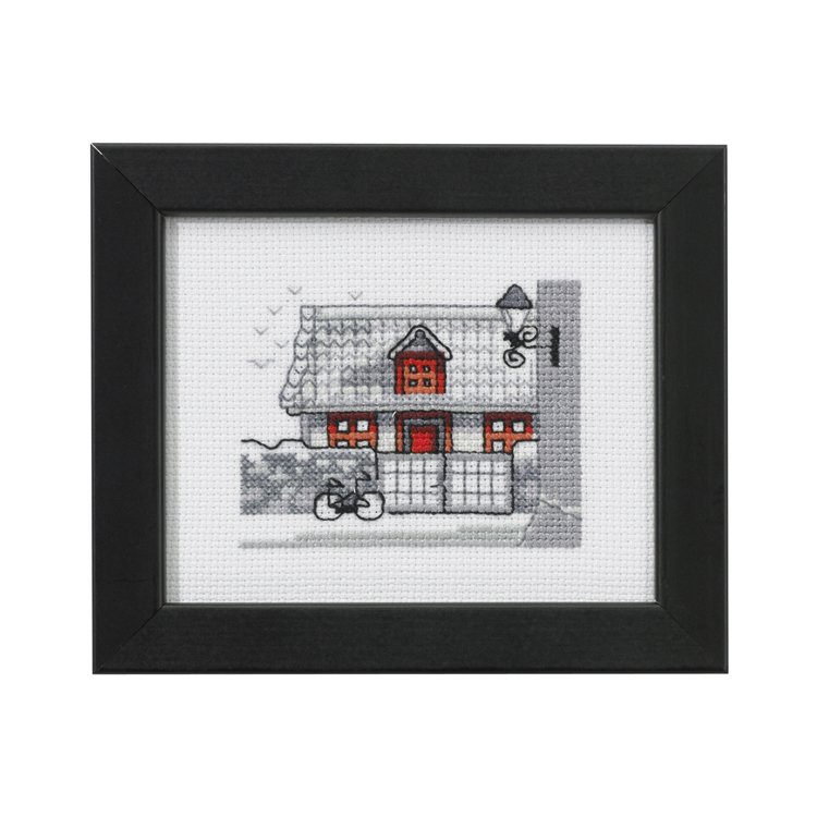 14-0138 Будинок з червоними дверима. Набір для вишивання хрестом PERMIN - 1 14-0138 Будинок з червоними дверима. Набір для вишивання хрестом PERMIN - 1