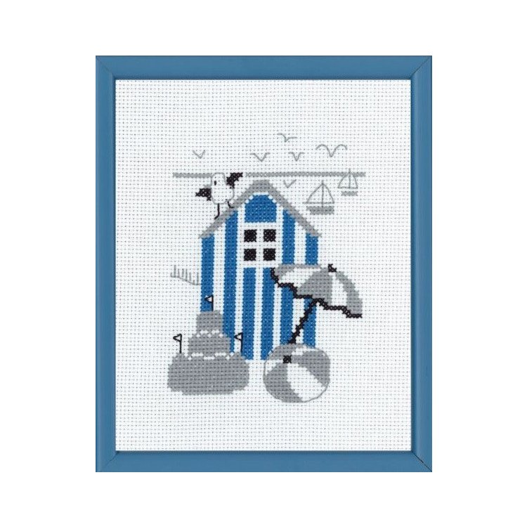 13-7124 Голубой пляжный домик. Набор для вышивания крестом PERMIN - 1