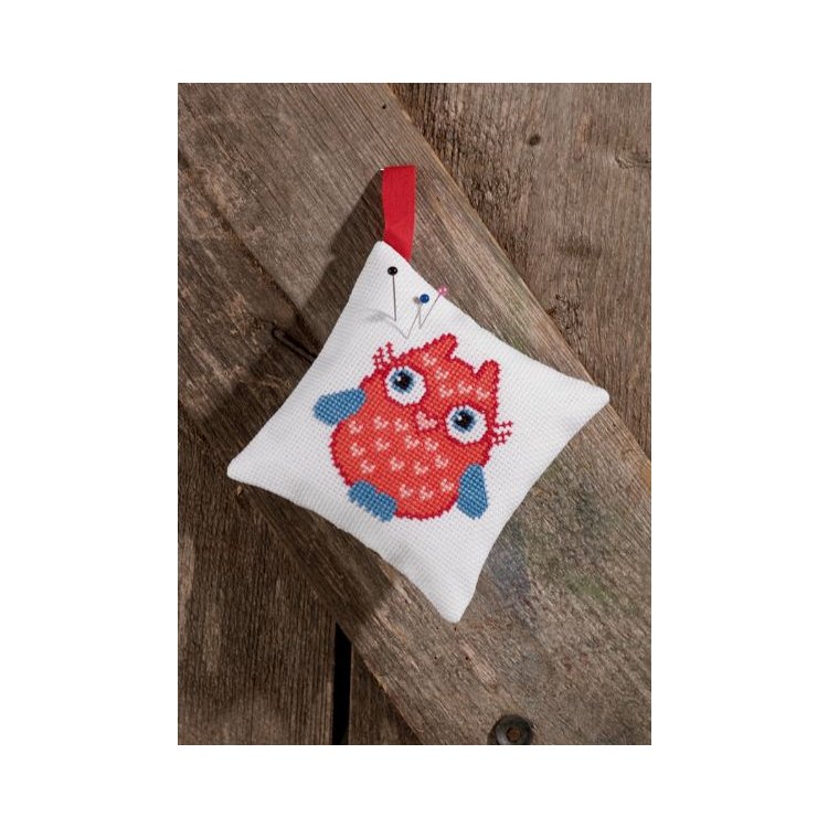 03-7393 Подушечка Червона сова. Набір для вишивання хрестом PERMIN - 1 03-7393 Подушечка Червона сова. Набір для вишивання хрестом PERMIN - 1