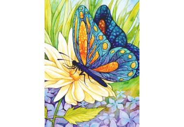  dm-035 "Бабочка на цветке". Набор для изготовления картины стразами