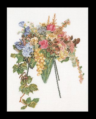 2051 Floral Cascade Linen. Набор для вышивки крестом Thea Gouverneur - 1
