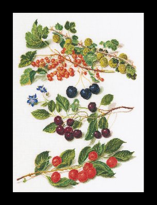 3063 Cherries Linen. Набор для вышивки крестом Thea Gouverneur - 1