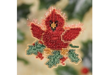 вышивка гладью MH187303 Рождественский кардинал. Набор для вышивки в смешанной технике Mill Hill