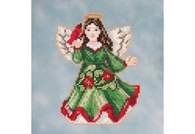 вишивка гладдю JS201615 Ангел з кардиналом. Набір для вишивки в змішаній техніці Mill Hill