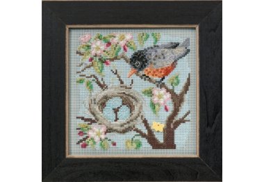 вышивка гладью MH145103 Весенний Робин. Набор для вышивки в смешанной технике Mill Hill