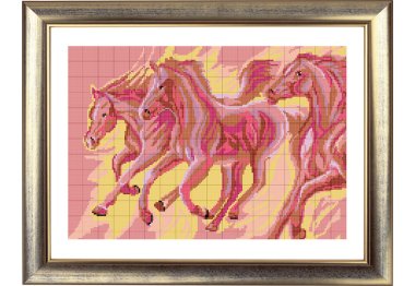  ПВ-036/2 Рожеві коні. Схема для вишивки бісером