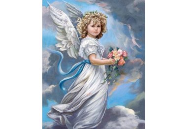 алмазна вишивка dm-157 "Ангел в хмарах". Набір для виготовлення картини стразами