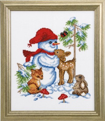 92-7217 Снеговик (Snowman. Набор для вышивания крестом PERMIN - 1