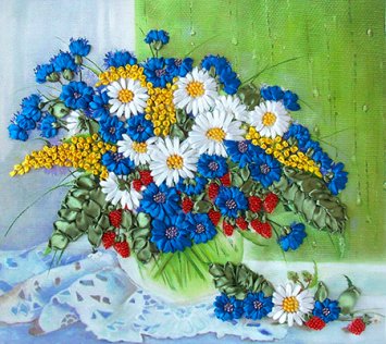 НЛ-3014 Полевые цветы на окне. Набор для вышивки лентами Маричка - 1