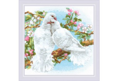  1856 Білі голуби. Набір для вишивки хрестиком Ріоліс