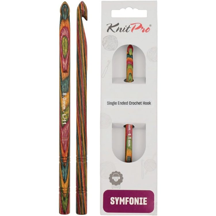 20712 Крючок в`язальний односторонній Symfonie Wood KnitPro, 15 см, 8.00 мм - 1