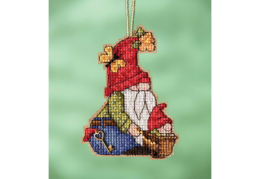 вышивка гладью MH162212 Гном с тачкой. Набор для вышивки в смешанной технике Mill Hill