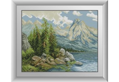 алмазная вышивка 30547 Озеро в горах. Набор для рисования камнями
