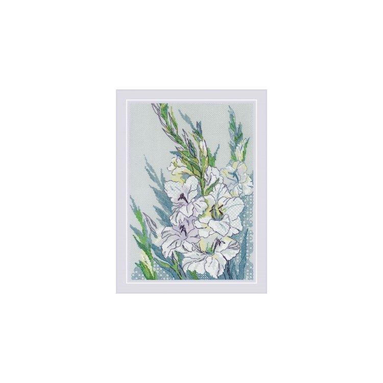 2297 Білі гладіолуси. Набір для вишивки хрестиком Ріоліс - 1 2297 Білі гладіолуси. Набір для вишивки хрестиком Ріоліс - 1