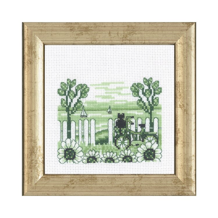 13-5435 Велосипед и кот. Набор для вышивания крестом PERMIN - 1