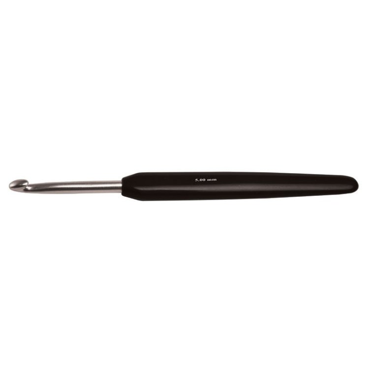 Крючок алюминиевый с черной ручкой (серебряный наконечник) KnitPro - 1