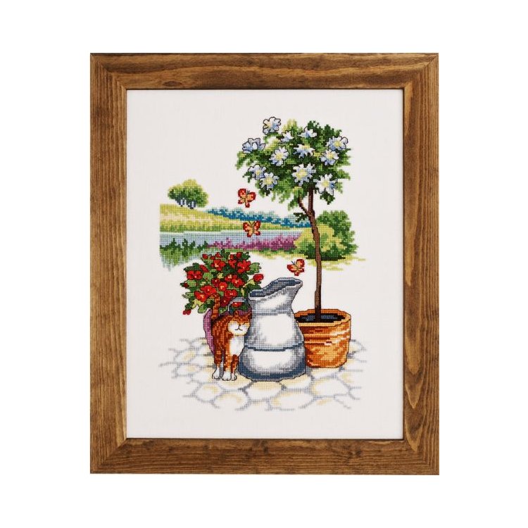 90-2358 Кот с цветами. Набор для вышивания крестом PERMIN - 1