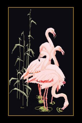 1070.05 Flamingo Black Aida. Набір для вишивки хрестом Thea Gouverneur - 1