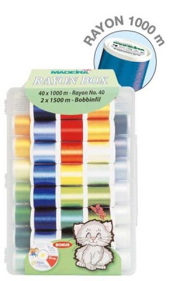 8042 Rayon 1000 м набор ниток вышивальных (40 х Rayon 1000 м, 2 х Bobbinfil 1500 м) - 1