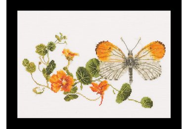  437 Butterfly-Nasturtium Linen. Набор для вышивки крестом Thea Gouverneur