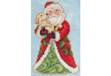 вишивка гладдю JS205106 Кращий друг Санти. Набір для вишивки в змішаній техніці Mill Hill