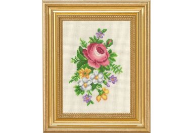  13-1137 Розовые и белые цветы (Rose & white flowers. Набор для вышивания крестом PERMIN
