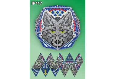 алмазная вышивка IP117 Новогодний шар Волк. Ловец снов. Набор алмазной вышивки ТМ Вдохновение