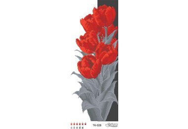  ТК-028 Красно-серые тюльпаны. Схема для вышивки бисером (габардин) ТМ Барвиста Вишиванка