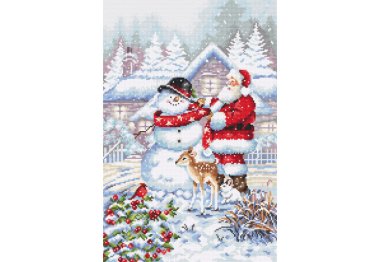  Набір для вишивки хрестиком L8015 Snowman and Santa. Letistitch