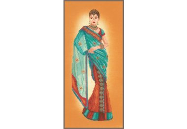  PN-0145757 Индианка в голубом саре. Набор для вышивки крестом Lanarte