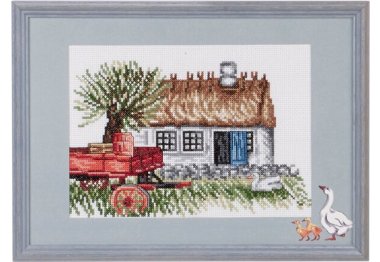  92-7135 Червоний причіп (Wagon red. Набір для вишивання хрестом PERMIN