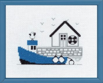 13-7125 Блакитний човен. Набір для вишивання хрестом PERMIN - 1